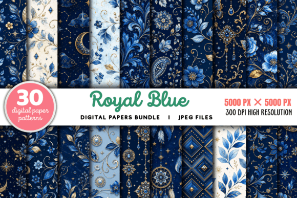 Download Royal Blue Digital Paper Bundle - Blue digital paper Collection