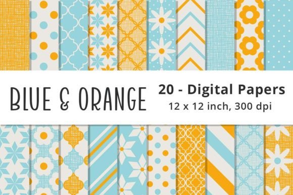 Download Orange and Blue Digital Paper - Premium Bundle