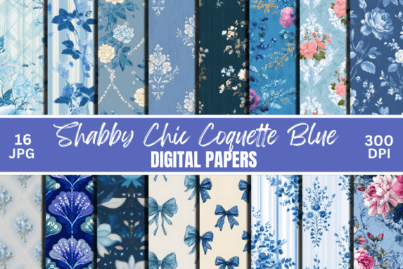 Download Shabby Chic Coquette Blue Digital Paper - Blue digital paper Collection
