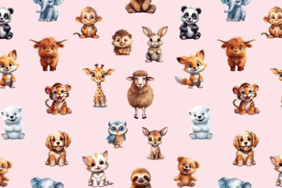 Download Colorful Baby Animal Seamless Pattern - Colorful Collection