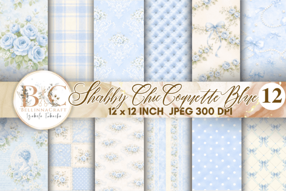 Download Shabby Chic Coquette Blue Digital Paper - Blue digital paper Collection