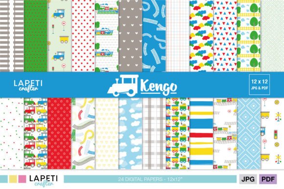 Download Colorful Train Digital Paper for Kids - Colorful Collection
