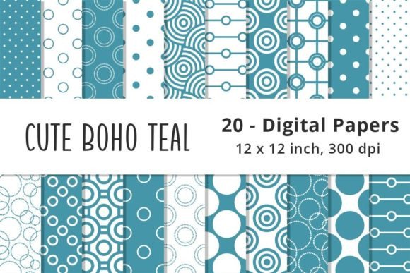 Download Boho Teal Blue Digital Paper Backgrounds - Blue digital paper Collection