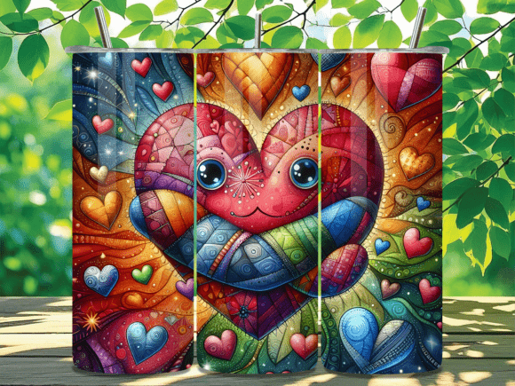 Download Colorful Abstract Hearts Tumbler Wrap - Colorful Collection