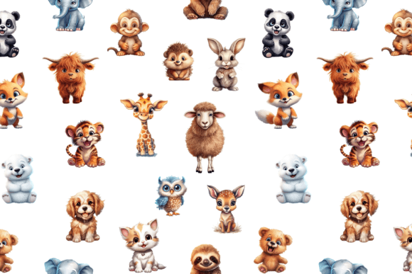 Download Colorful Baby Animal Seamless Pattern - Colorful Collection